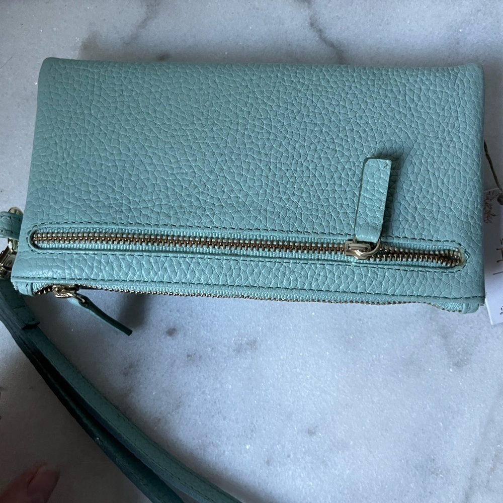 NEW Soft genuine Leather Wallet Wristlet Soft Light Green Made in India.. - Picture 7 of 16